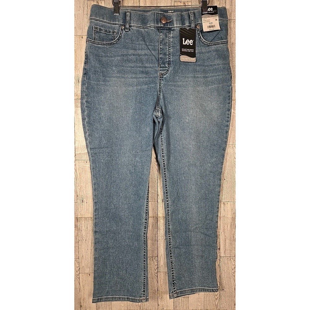 Lee Jeans Cigarette Crop 14 Slim Fit High Rise Sculpting Denim Sleet Indigo NEW